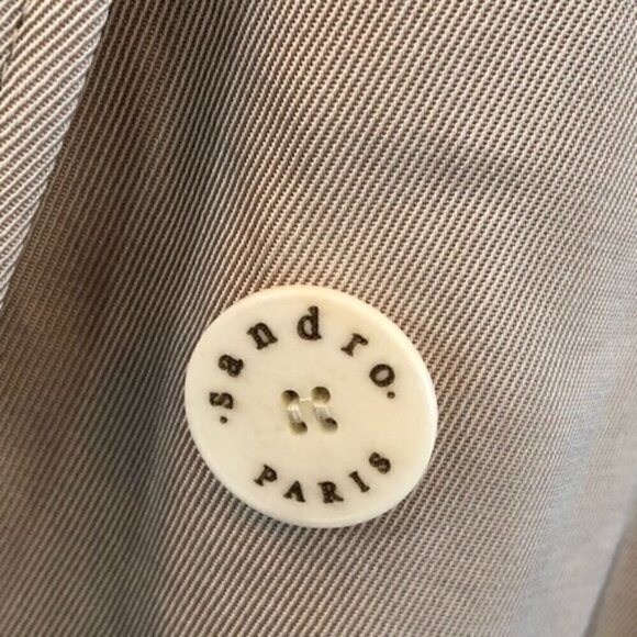 Sandro Trench Coat US L NWT EU 40 Robentine Notch Collar Beige Luxury - Picture 8 of 13